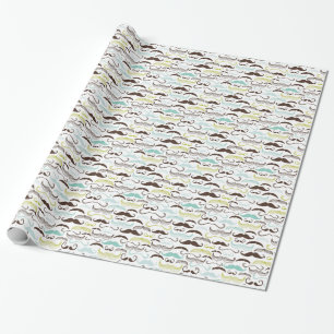 Moustache pattern, retro style 2 wrapping paper