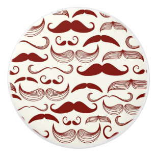 Moustache pattern, retro style 3 ceramic knob