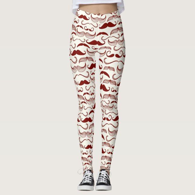Moustache pattern, retro style 3 leggings (Front)
