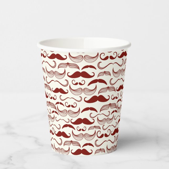 Moustache pattern, retro style 3 paper cups (Left)