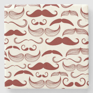 Moustache pattern, retro style 3 stone coaster