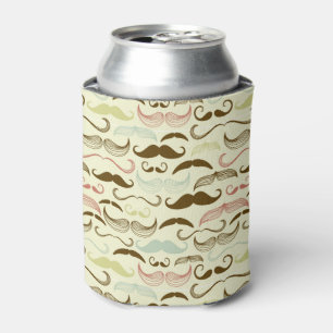 Moustache pattern, retro style 4 can cooler