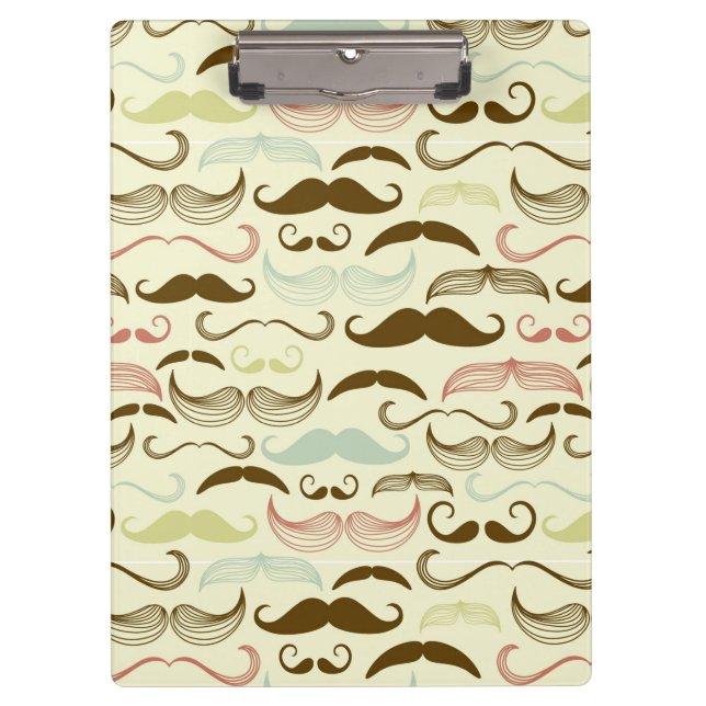 Moustache pattern, retro style 4 clipboard (Front)