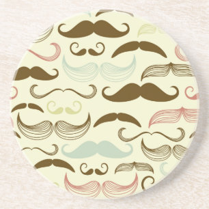 Moustache pattern, retro style 4 coaster