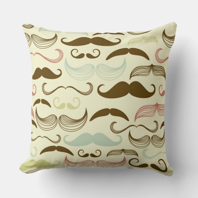 Moustache pattern, retro style 4 cushion (Front)