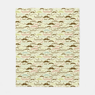 Moustache pattern, retro style 4 fleece blanket