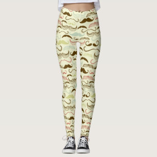 Moustache pattern, retro style 4 leggings