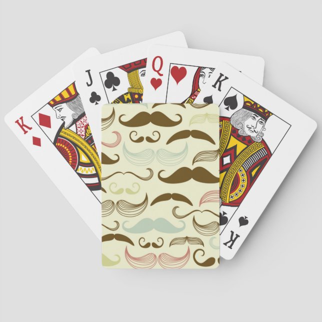Moustache pattern, retro style 4 playing cards (Back)