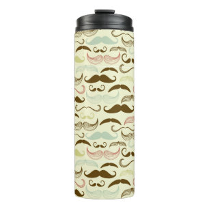 Moustache pattern, retro style 4 thermal tumbler