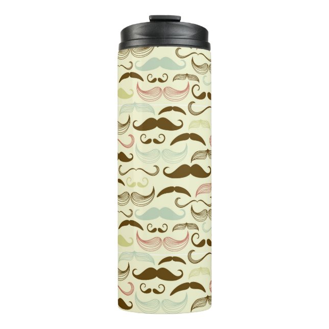 Moustache pattern, retro style 4 thermal tumbler (Front)