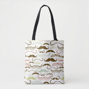 Moustache pattern, retro style 4 tote bag
