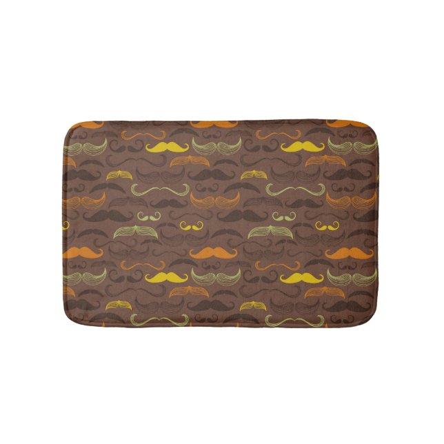 Moustache pattern, retro style 5 bath mat (Front)