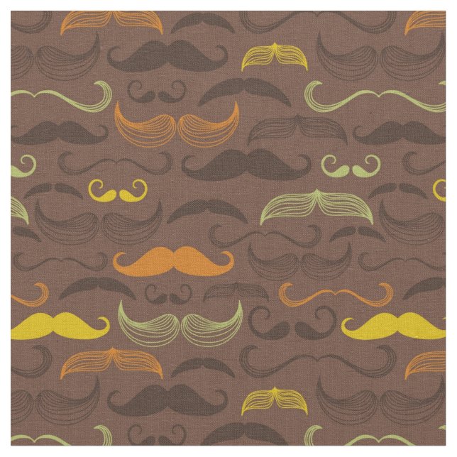 Moustache pattern, retro style 5 fabric (Close Up)