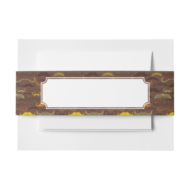 Moustache pattern, retro style 5 invitation belly band (Front Example)