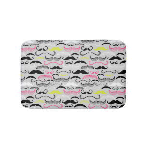 Moustache pattern, retro style bath mat