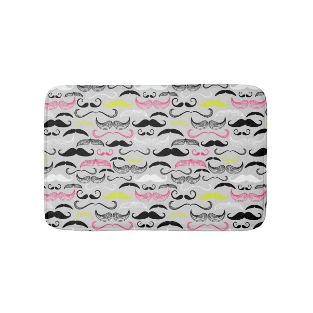 Moustache pattern, retro style bath mat (Front)