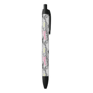 Moustache pattern, retro style black ink pen