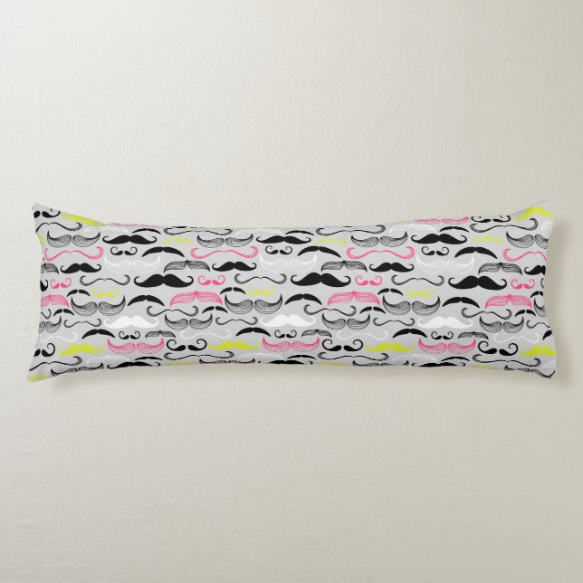 Moustache pattern, retro style body cushion (Front)