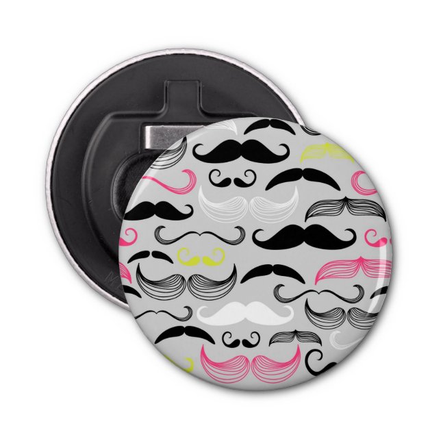 Moustache pattern, retro style bottle opener (Front)