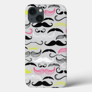 Moustache pattern, retro style iPhone 13 case