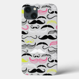Moustache pattern, retro style iPhone 13 case