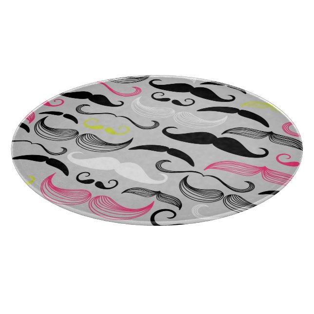 Moustache pattern, retro style cutting board (Corner)