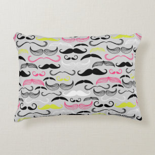 Moustache pattern, retro style decorative cushion