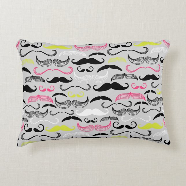 Moustache pattern, retro style decorative cushion (Front)