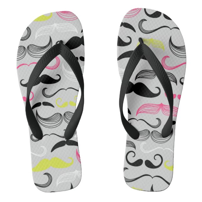 Moustache pattern, retro style jandals (Footbed)