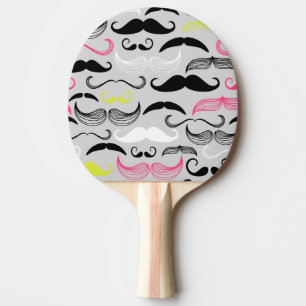 Moustache pattern, retro style ping pong paddle