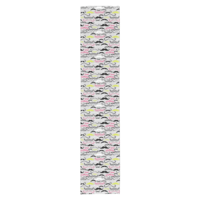 Moustache pattern, retro style short table runner (Front)