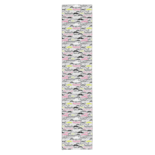 Moustache pattern, retro style short table runner
