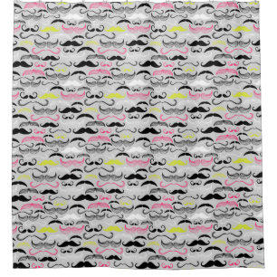 Moustache pattern, retro style shower curtain