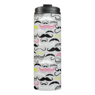 Moustache pattern, retro style thermal tumbler