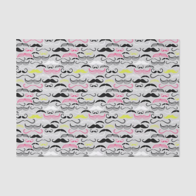 Moustache pattern, retro style tissue paper (Front)