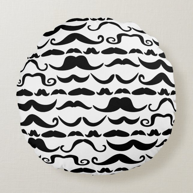 Moustache Pattern Round Cushion (Front)