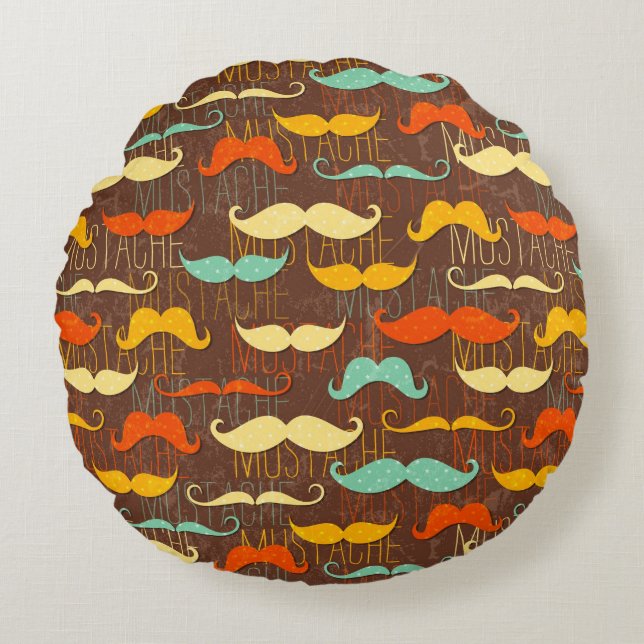 Moustache pattern round cushion (Front)
