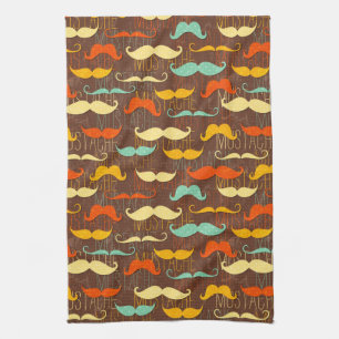 Moustache pattern tea towel