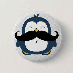 Moustache Penguin 6 Cm Round Badge