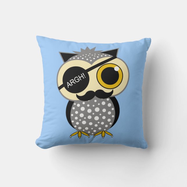 moustache pirate owl cushion (Front)