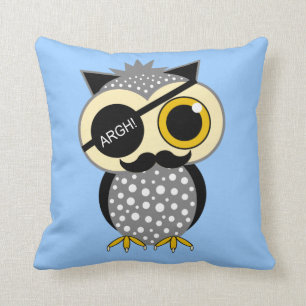 moustache pirate owl cushion