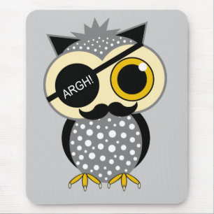 moustache pirate owl mouse pad