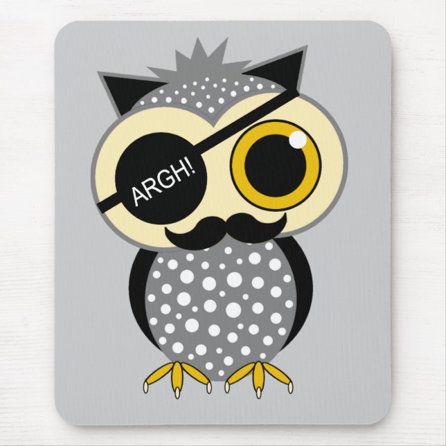 moustache pirate owl mouse pad (Front)