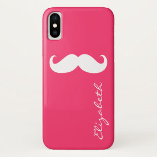 Moustache Plain Hot Pink Background Case-Mate iPhone Case