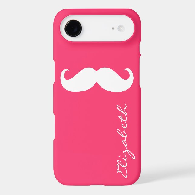Moustache Plain Hot Pink Background Case-Mate iPhone Case (Back)
