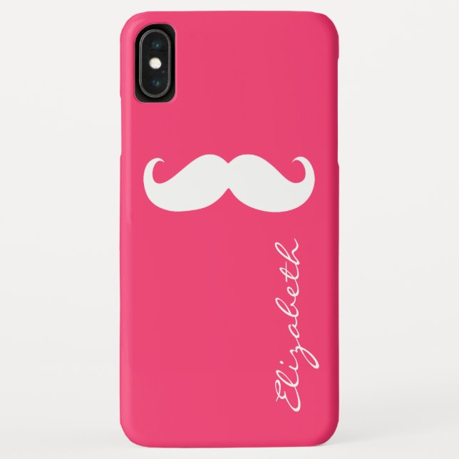 Moustache Plain Hot Pink Background Case-Mate iPhone Case (Back)