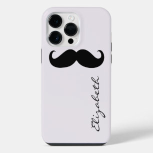 Moustache Plain Silver Background iPhone 14 Pro Max Case
