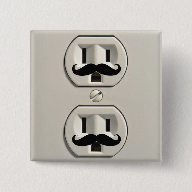 Moustache power outlet 15 cm square badge (Front)