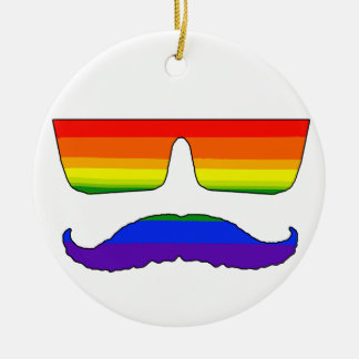 Moustache pride ceramic tree decoration
