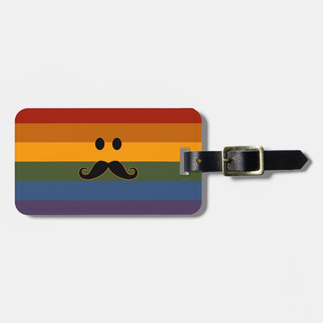 Moustache Pride custom luggage tag (Front Horizontal)